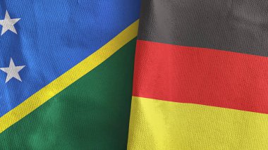 Almanya ve Solomon Adaları iki bayraklı kumaş 3D.
