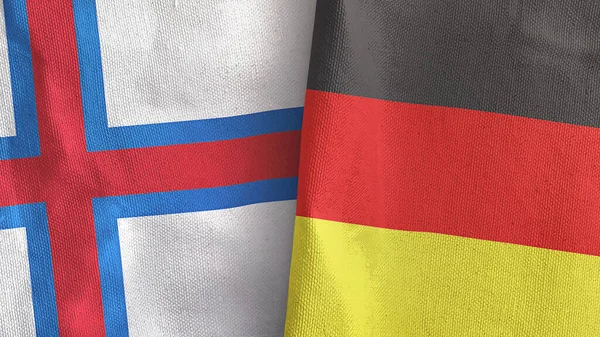 Germany and Faroe Islands two flags textile cloth 3D rendering — Stock Photo, Image