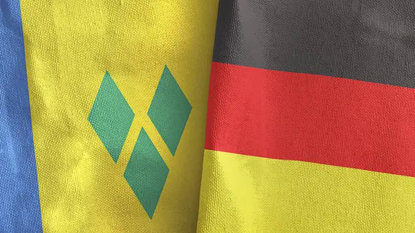 Alemanha e São Vicente e Granadinas duas bandeiras pano 3D renderização — Fotografia de Stock