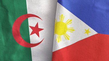 Filipinler ve Cezayir iki bayraklı tekstil kumaşı 3D