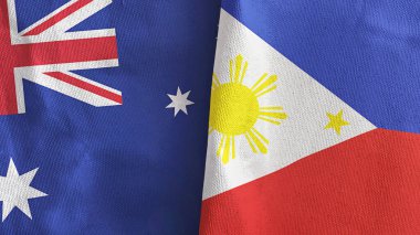 Filipinler ve Avustralya 2 bayraklı tekstil kumaşı 3D