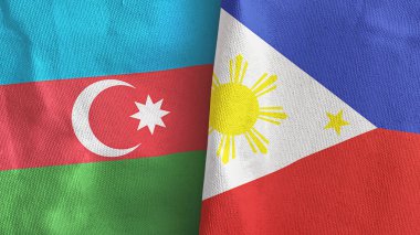 Filipinler ve Azerbaycan 2 bayraklı tekstil kumaşı 3D