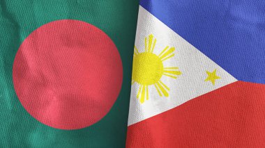 Filipinler ve Bangladeş İki bayrak Tekstil Kumaşı 3D