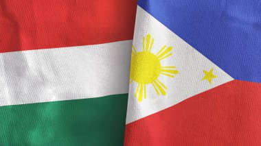 Filipinler ve Macaristan iki bayraklı tekstil kumaşı 3D
