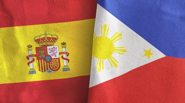 Filipinler ve İspanya iki bayraklı tekstil kumaşı 3D