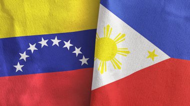 Filipinler ve Venezuela 2 bayraklı tekstil kumaşı 3D