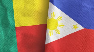 Filipinler ve Benin iki bayraklı tekstil kumaşı 3D