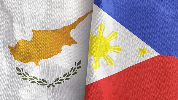 Filipinler ve Kıbrıs Rum Kesimi 3 boyutlu tekstil kumaşına iki bayrak dikti — Stok fotoğraf
