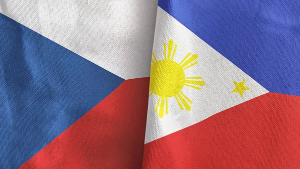 Filipinas y República Checa dos banderas de tela textil 3D renderizado —  Fotos de Stock