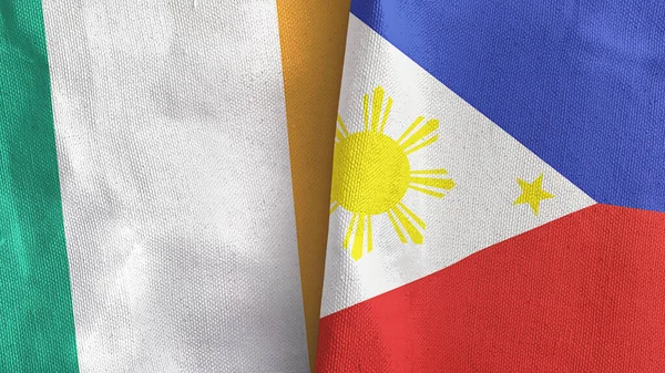 Filippijnen en Ierland twee vlaggen textiel doek 3D rendering — Stockfoto