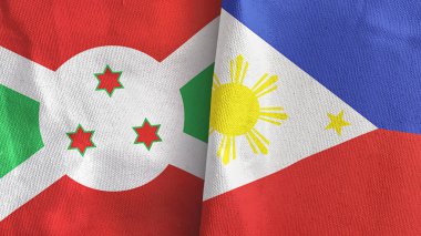 Filipinler ve Burundi iki bayraklı tekstil kumaşı.