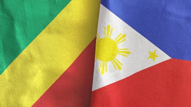 Filipinler ve Kongo iki bayraklı tekstil kumaşı 3D