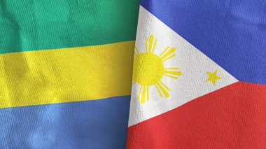 Filipinler ve Gabon iki bayraklı tekstil kumaşı 3D