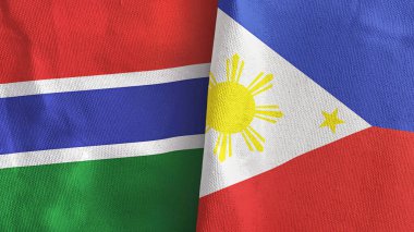Filipinler ve Gambiya 2 bayraklı tekstil kumaşı 3D
