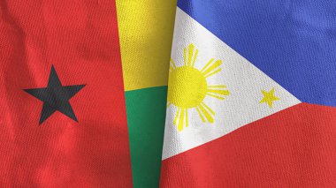 Filipinler ve Gine-Bissau iki bayrak tekstil kumaşı 3D