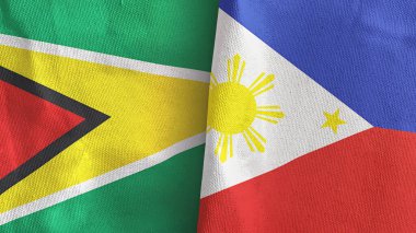 Filipinler ve Guyana iki bayraklı tekstil kumaşı.