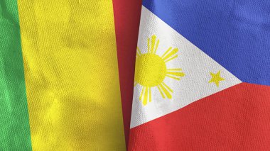 Filipinler ve Mali iki bayraklı tekstil kumaşı 3D