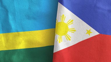 Filipinler ve Ruanda iki bayraklı tekstil kumaşı 3D