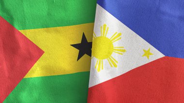 Filipinler ve Sao Tome ve Principe iki bayrak tekstil kumaşı 3D
