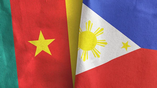 Filipinler ve Kamerun iki bayraklı tekstil kumaşı 3D