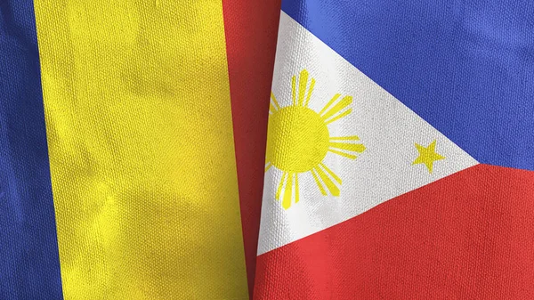 Philippines and Chad two flags textile cloth 3D rendering — Stock Photo, Image