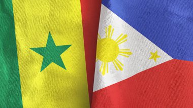 Filipinler ve Senegal iki bayrak tekstil kumaşı 3D