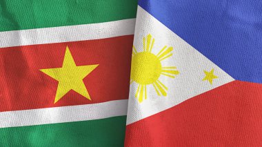 Filipinler ve Surinam iki bayraklı tekstil kumaşı 3D