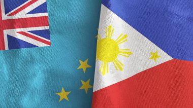 Filipinler ve Tuvalu iki bayraklı tekstil kumaşı 3D