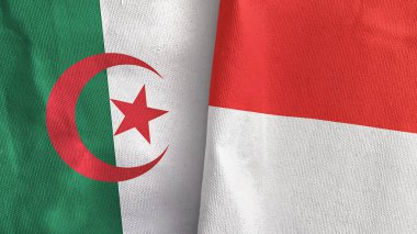 Endonezya ve Cezayir iki bayraklı tekstil kumaşı 3D