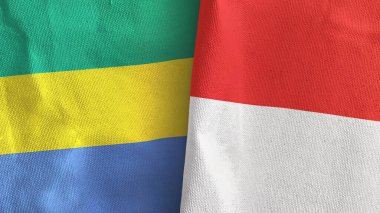 Endonezya ve Gabon iki bayraklı tekstil kumaşı.
