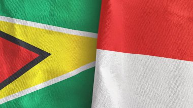 Endonezya ve Guyana iki bayraklı tekstil kumaşı.