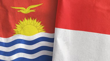 Endonezya ve Kiribati iki bayraklı tekstil kumaşı 3D