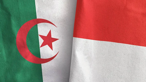 Endonezya ve Cezayir iki bayraklı tekstil kumaşı 3D