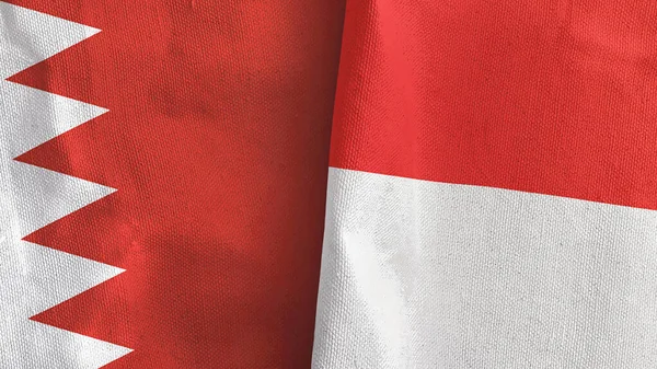 Endonezya ve Bahreyn iki bayraklı tekstil kumaşı 3D