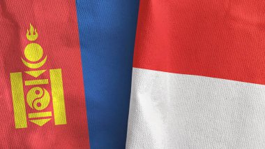 Endonezya ve Moğolistan iki bayraklı tekstil kumaşı 3D