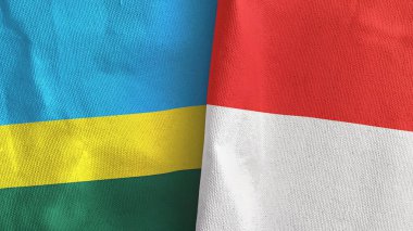 Endonezya ve Ruanda. İki bayraklı tekstil kumaşı.