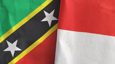 Endonezya ve Saint Kitts ve Nevis iki bayraklı tekstil kumaşı.