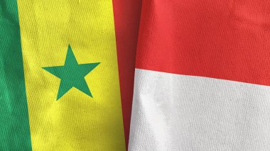 Endonezya ve Senegal iki bayraklı tekstil kumaşı 3D