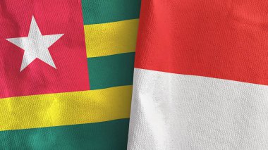 Endonezya ve Togo iki bayraklı tekstil kumaşı 3D.