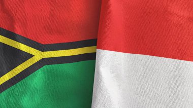 Endonezya ve Vanuatu iki bayraklı tekstil kumaşı 3D
