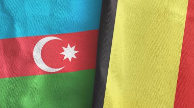 Belçika ve Azerbaycan. İki bayraklı tekstil kumaşı.