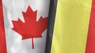 Belçika ve Kanada 'da iki bayraklı kumaş 3D.