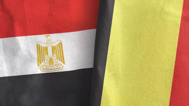 Belçika ve Mısır 'da iki bayraklı kumaş 3D.