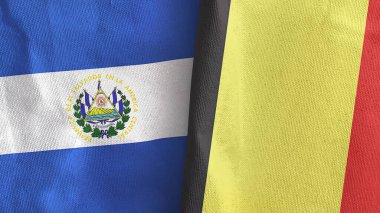 Belçika ve El Salvador 'da iki bayraklı tekstil kumaşı 3D.
