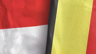 Belçika ve Endonezya iki bayraklı tekstil kumaşı 3D