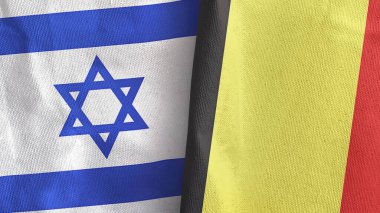 Belçika ve İsrail 'in iki bayrağı 3 boyutlu kumaş.