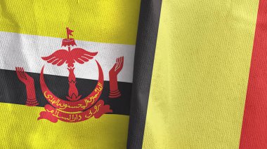 Belçika ve Brunei iki bayraklı tekstil kumaşı.
