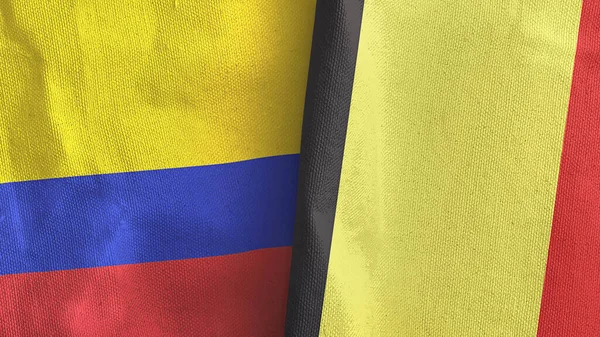 België en Colombia twee vlaggen textiel doek 3D rendering — Stockfoto