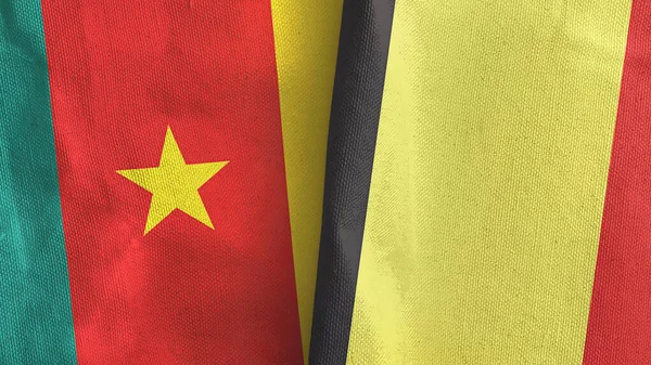 Belgio e Camerun due bandiere tessuto 3D rendering — Foto Stock