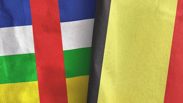比利时和中非共和国两国国旗纺织品三维绘制 — 图库照片